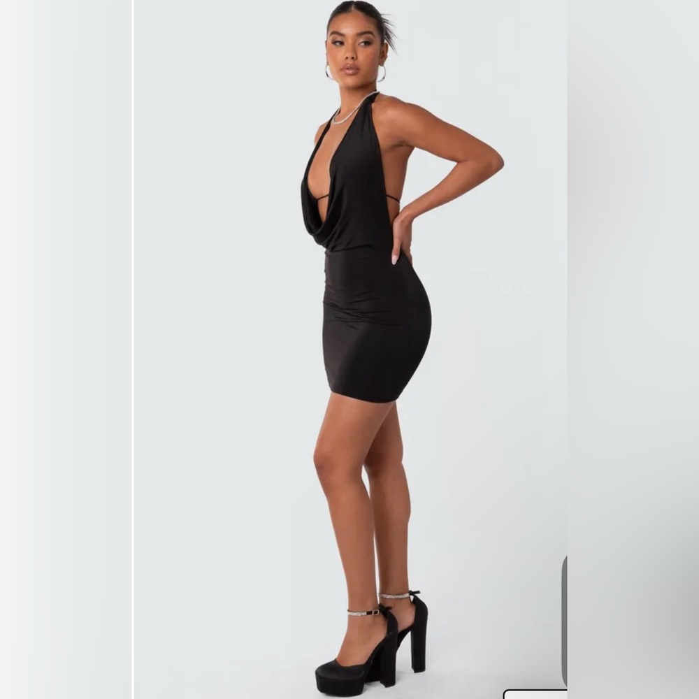 Sadie Plunge Neck Open Back Minidress Edikted Women’s Size Extra Large - Picture 5 of 8